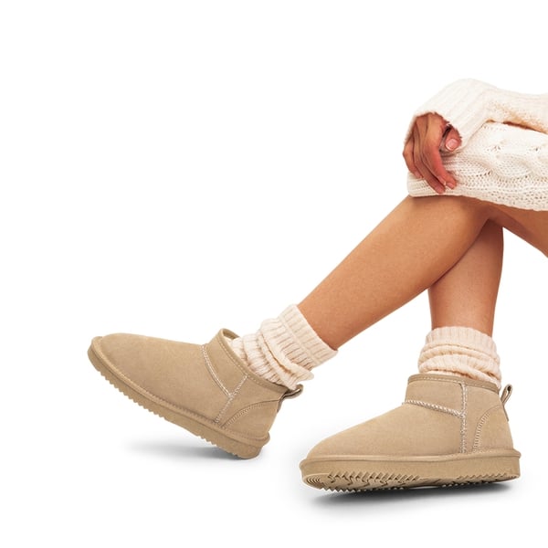 Dream Pairs [FuzzyClassic Mini Boot] Splash-Proof Slip-On Suede Snow Boots