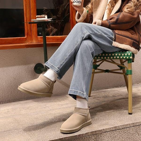 Dream Pairs [FuzzyClassic Mini Boot] Splash-Proof Slip-On Suede Snow Boots