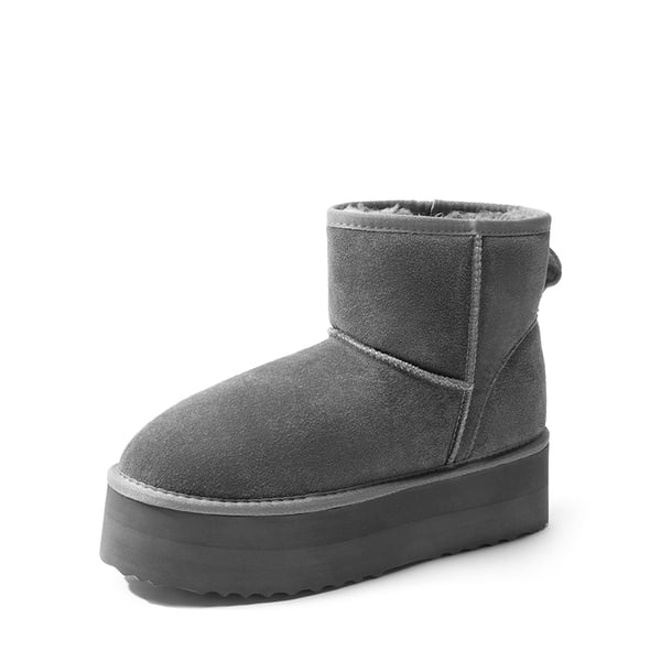 dream pairs [FuzzyClassic Platform Low Boot] Genuine Suede Snow Boots