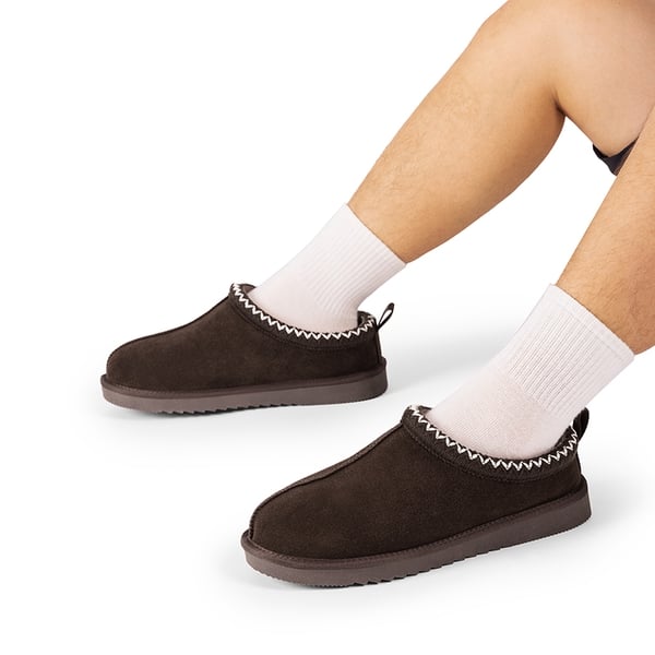 Dream Pairs [FuzzyEasy Men's Slip-on] Suede Fur Slippers