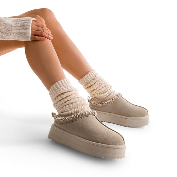 Dream Pairs [FuzzyEasy Women's Platform Slip-on] Plush Fur-Lined Winter Platform Slippers