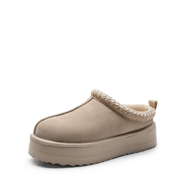 dream pairs [FuzzyEasy Women's Platform Slip-on] Plush Fur-Lined Winter Platform Slippers