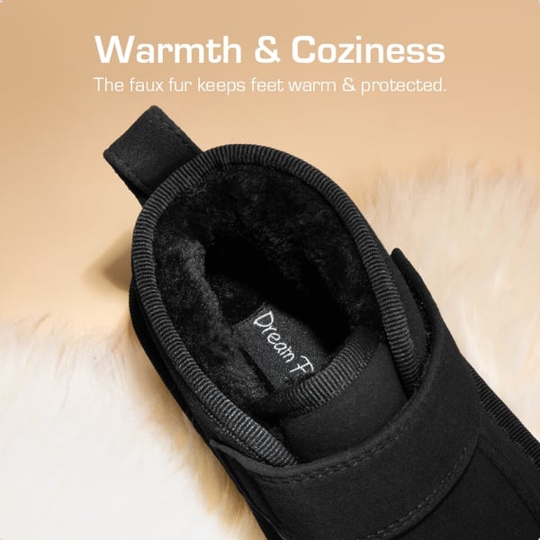 Dream Pairs [FuzzyGo Kid's Cozy Tap] Hook-And-Loop Snow Boots