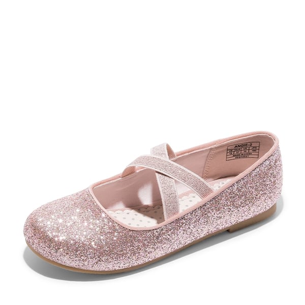dream pairs Girl's Elastic Strap Rhinestone Ballerina Flats