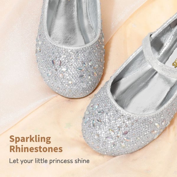 Dream Pairs Girl's Mary Jane Buckle Rhinestone Flats