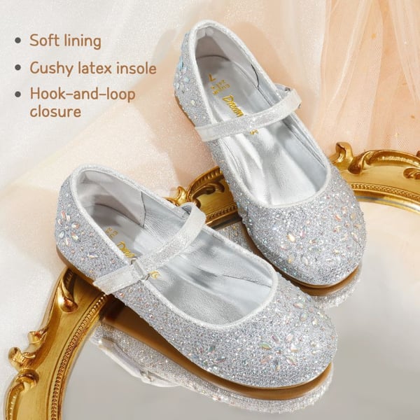 Dream Pairs Girl's Mary Jane Buckle Rhinestone Flats