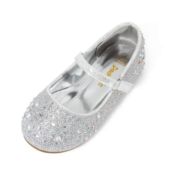 dream pairs Girl's Mary Jane Buckle Rhinestone Flats
