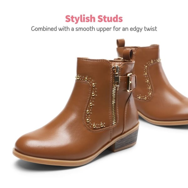 Dream Pairs Girls Cushioned Non-Slip Zipper Ankle Boots