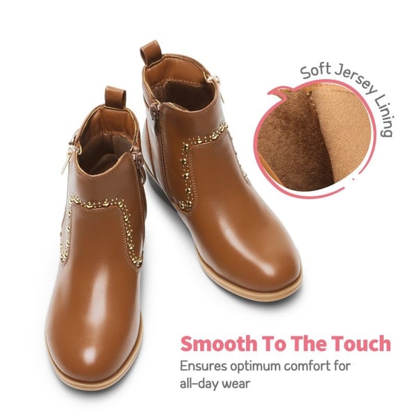 Dream Pairs Girls Cushioned Non-Slip Zipper Ankle Boots