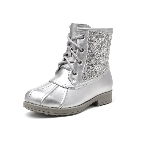 dream pairs Girls Side Zipper Leather Glitter Boots