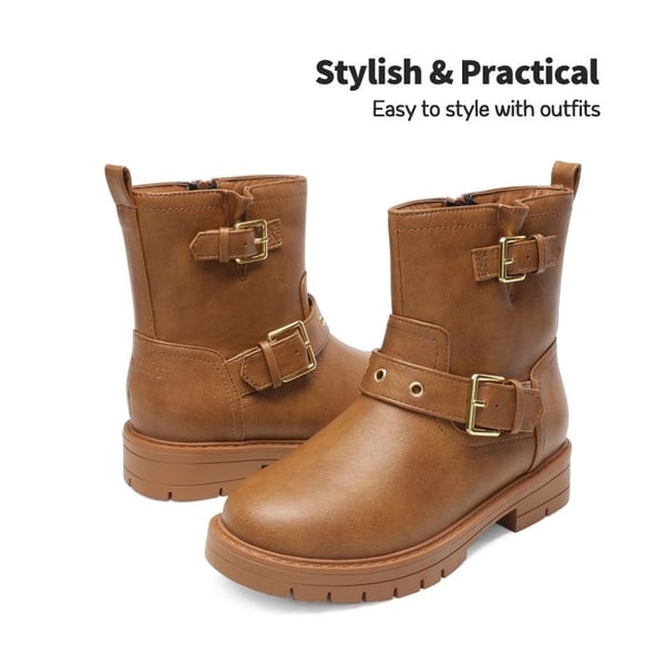 Dream Pairs Girls Water-Resistant Zipper Ankle Boots
