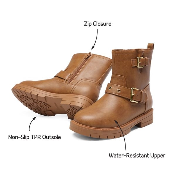 Dream Pairs Girls Water-Resistant Zipper Ankle Boots