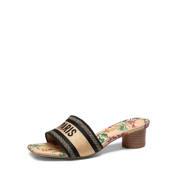 dream pairs Jacquard Cylindrical Heel Slide Sandals