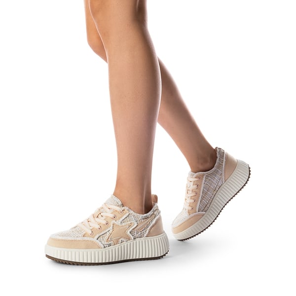 Dream Pairs [Kay] Denim Star Patchwork Platform Fashion Sneakers