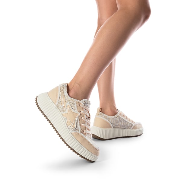 Dream Pairs [Kay] Denim Star Patchwork Platform Fashion Sneakers