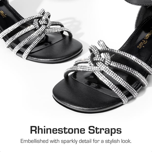 Dream Pairs Kids' Rhinestone Metallic Kitten Heel Sandals