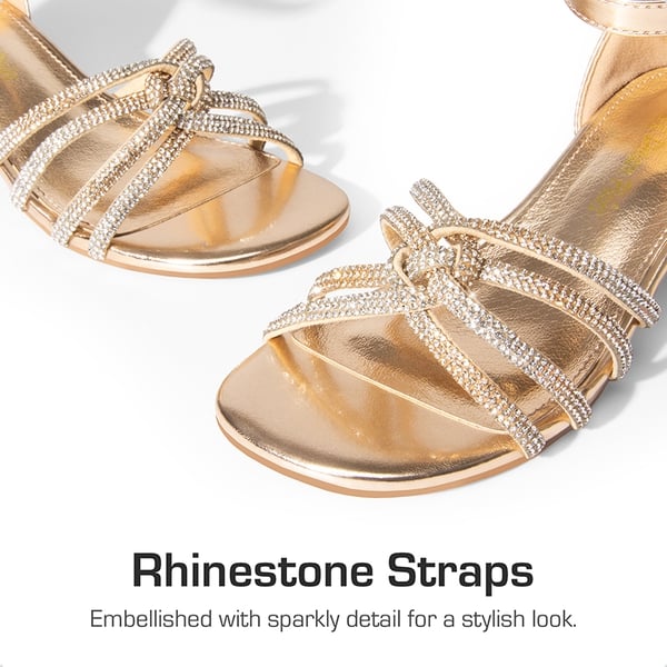 Dream Pairs Kids' Rhinestone Metallic Kitten Heel Sandals