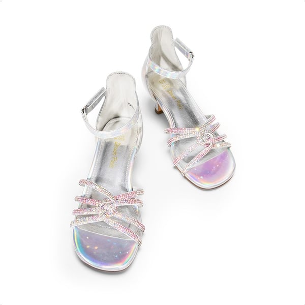 Dream Pairs Kids' Rhinestone Metallic Kitten Heel Sandals