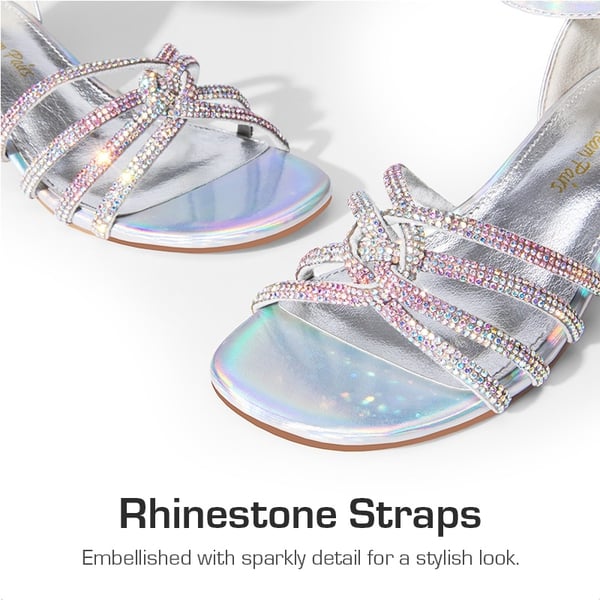 Dream Pairs Kids' Rhinestone Metallic Kitten Heel Sandals