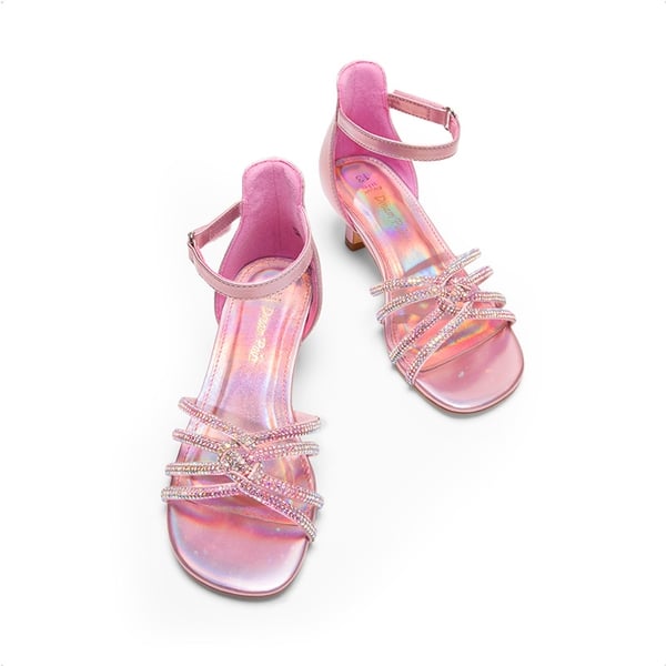 Dream Pairs Kids' Rhinestone Metallic Kitten Heel Sandals