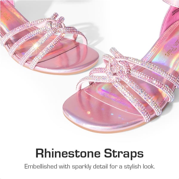 Dream Pairs Kids' Rhinestone Metallic Kitten Heel Sandals