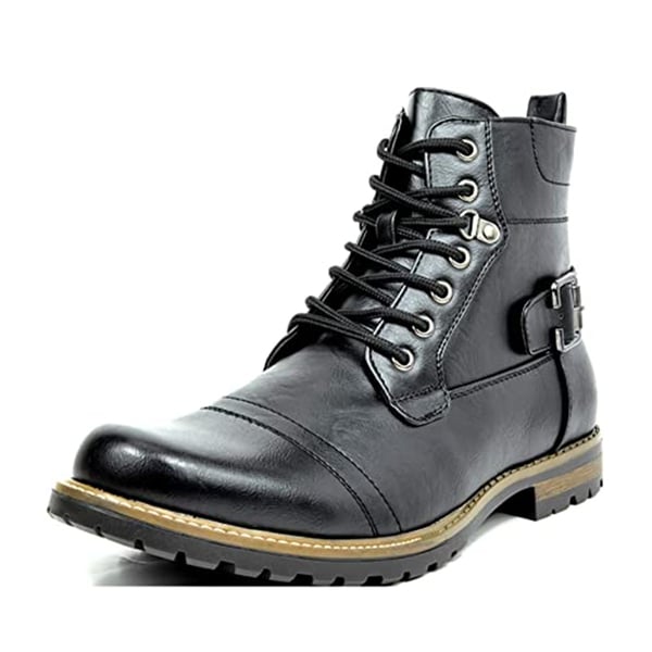 dream pairs Men's Vegan Leather Motorcyle Combat Boots