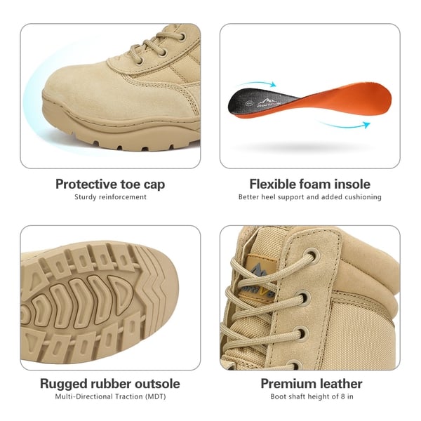 Dream Pairs Men's Wide Width Leather Tactical Work Boots