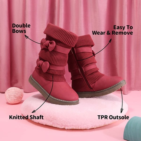 Dream Pairs Mid Calf Faux Fur Lined Girls Snow Boots