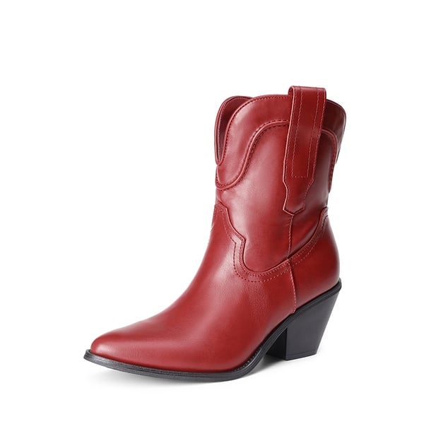 dream pairs Pointed Toe Western Cowboy Mid Calf Boots