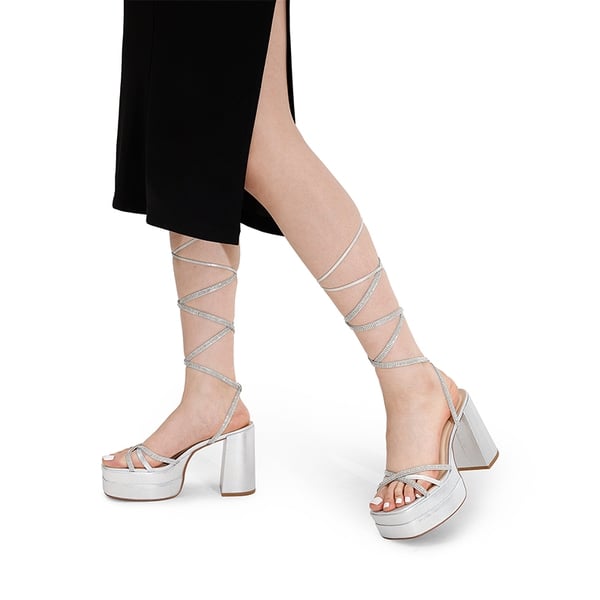 Dream Pairs Rhinestone Lace Up Platform Heel Sandals