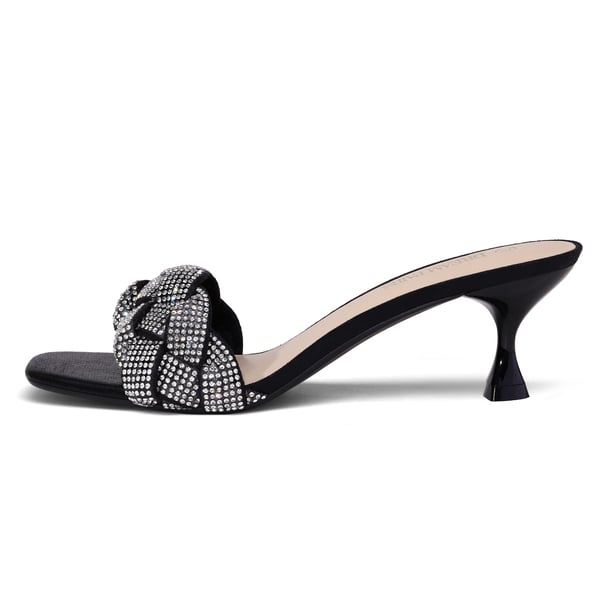 Dream Pairs Rhinestone Open Toe Kitten Heel Mule Sandals