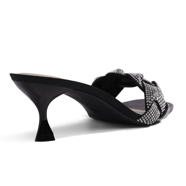 Dream Pairs Rhinestone Open Toe Kitten Heel Mule Sandals