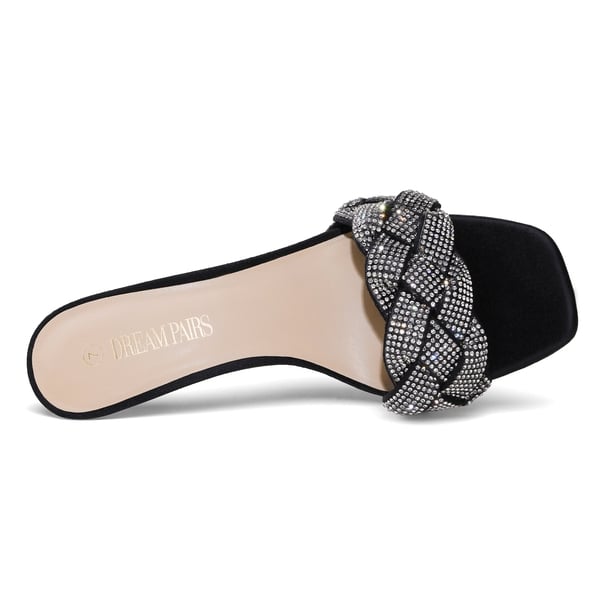 Dream Pairs Rhinestone Open Toe Kitten Heel Mule Sandals