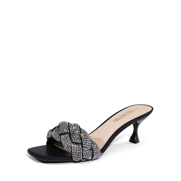 dream pairs Rhinestone Open Toe Kitten Heel Mule Sandals