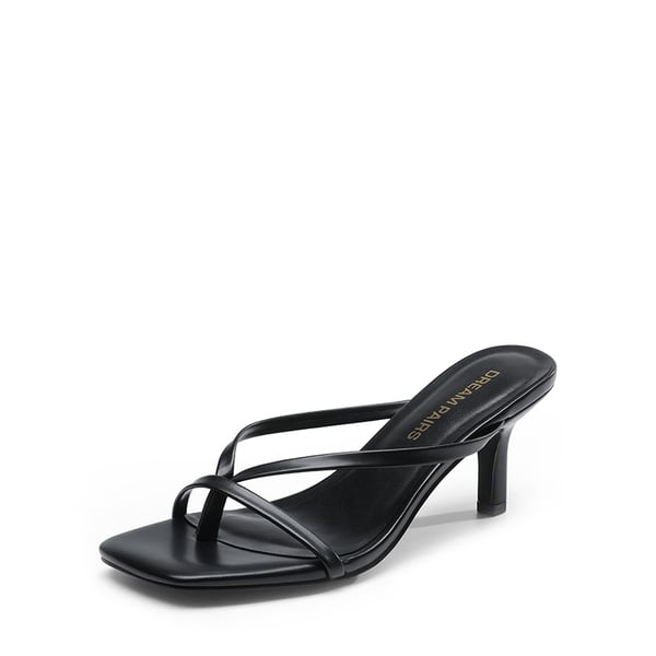 dream pairs Slip-On Square Toe Thong Heeled Sandals