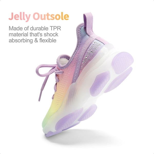 Dream Pairs [Sparkle Pop] Kids Jelly Sole Lightweight Slip-On Sneakers