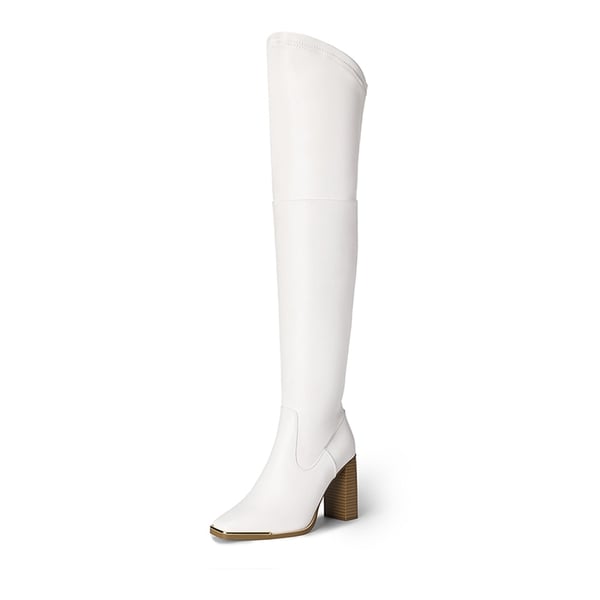dream pairs Square Toe High Heel Over The Knee Boots