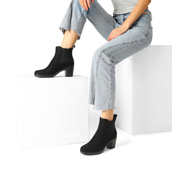 Dream Pairs [Stand All Day Boots] Almond Toe Chunky Chelsea Boots
