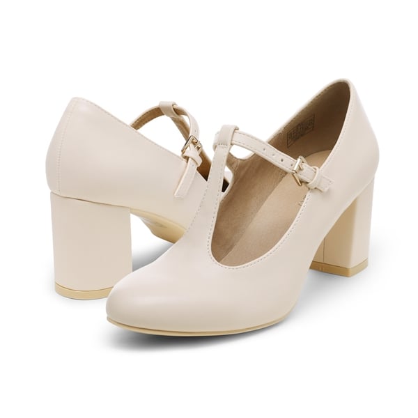 Dream Pairs T-Strap Mary Jane Pumps With Chunky Heel
