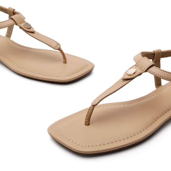 Dream Pairs T-Strap Thong Flat Sandals With Silk Ribbon