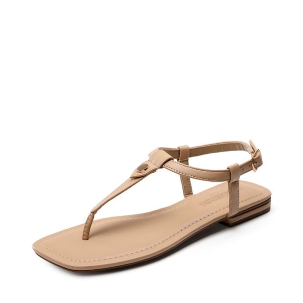 dream pairs T-Strap Thong Flat Sandals With Silk Ribbon