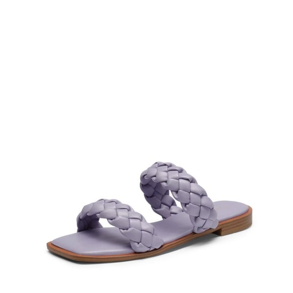 dream pairs Two Straps Square Toe Braided Flat Sandals