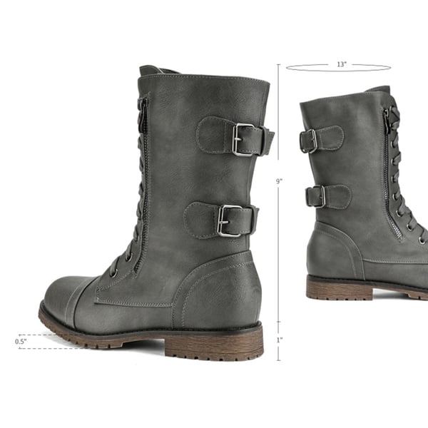 Dream Pairs Utilitarian Ankle Mid Calf Combat Boots