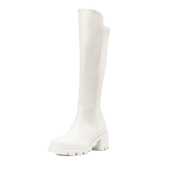 dream pairs Vegan Leather Chunky Stretch Knee-High Boots