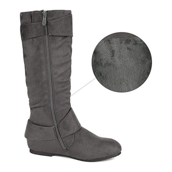 Dream Pairs Wide Calf Fur-lined Low Hidden Wedge Boots