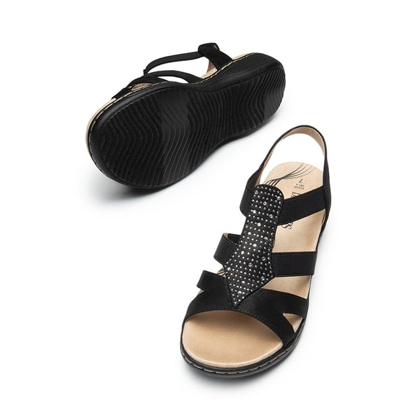 Dream Pairs Wide-Toe Arch Support Rhinestones Strappy Sandals