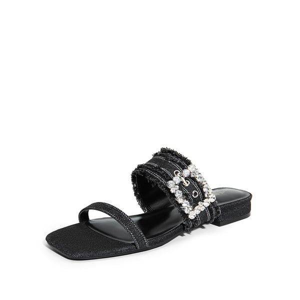 dream pairs Women's Rhinestone Buckle Denim Sandals
