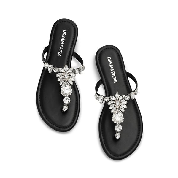 Dream Pairs Women’s Rhinestone Thong Flip-Flop Sandals