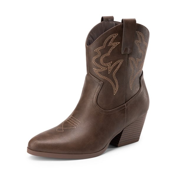 dream pairs Women’s Vegan Leather Cowgirl Ankle Boots