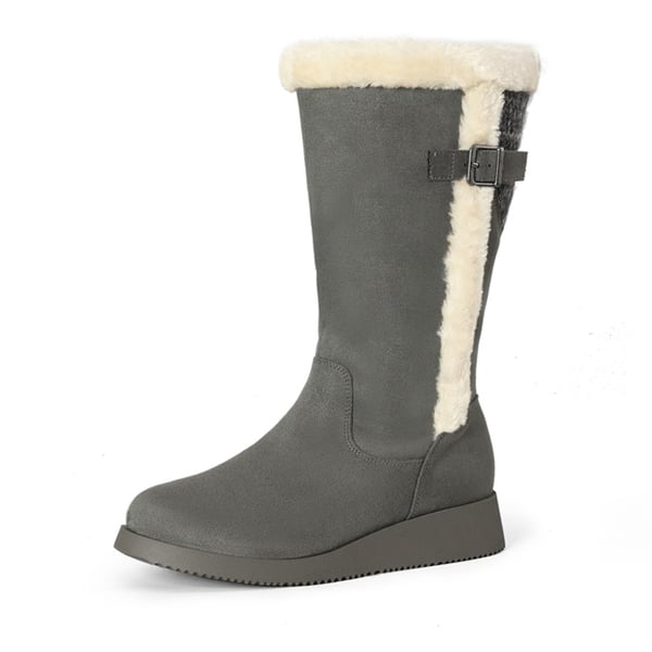 dream pairs Women's Winter Fur Lined Mid Calf Snow Boots